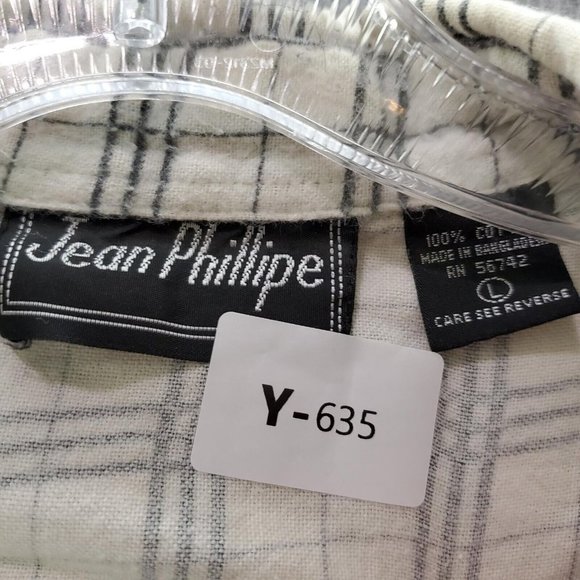 Jean Phillipe Men Button Up Shirt Large Gray Plaid Flannel Pearl‎ Snap Collar - Picture 2 of 8